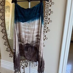 Hand-Dyed Ombre Skirt— Blue, Cream & Brown